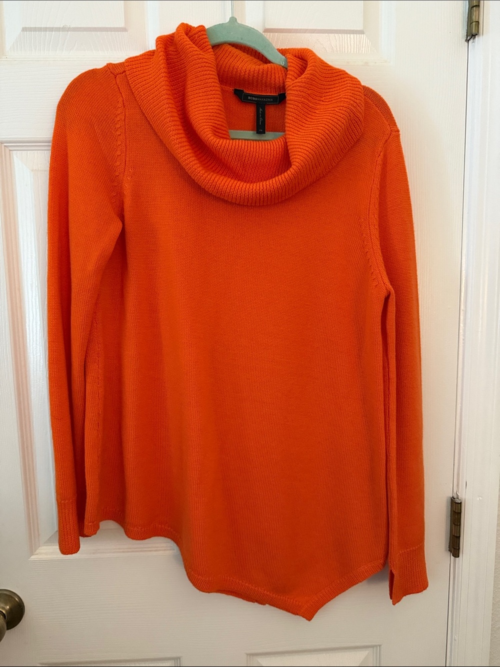 BCBGMaxAzria Wool Asymmetrical Sweater, Orange, XS